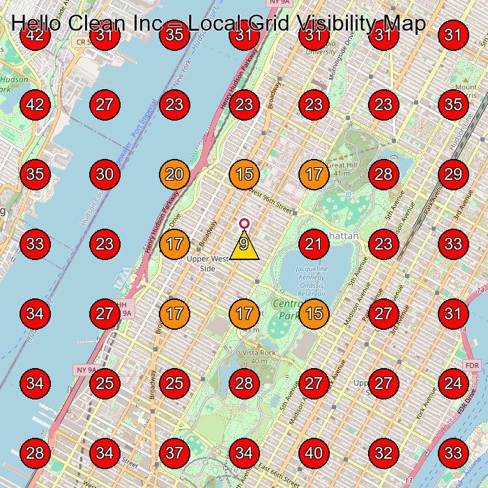 Hello Clean Inc GeoGrid visibility map for House Cleaning Service in None